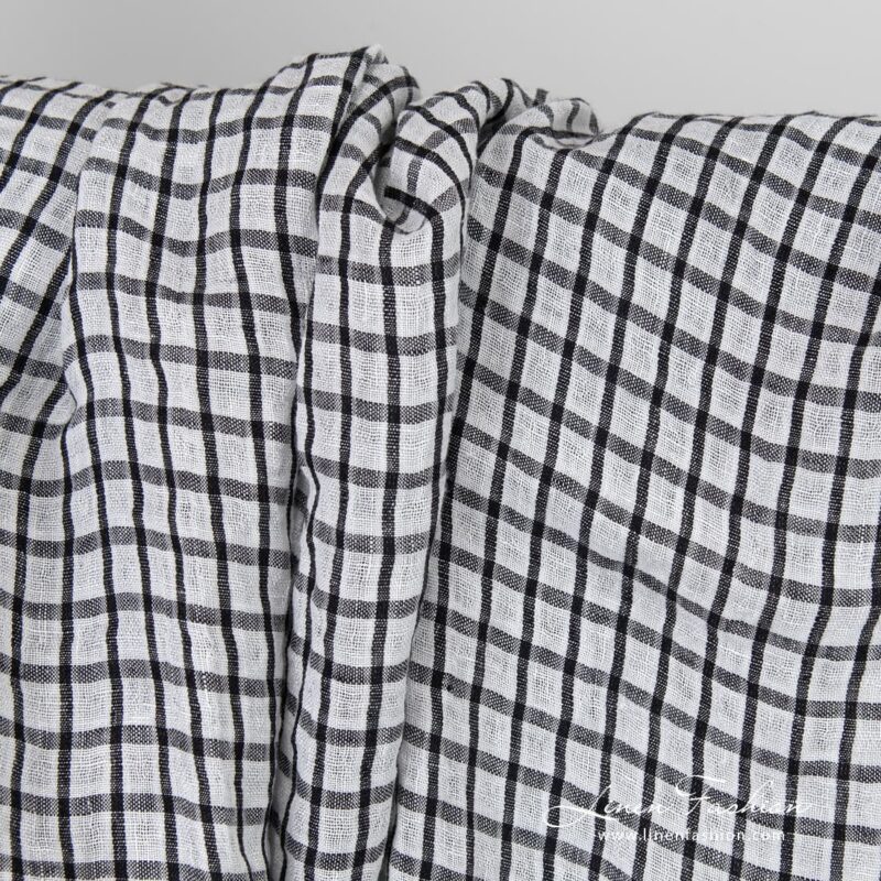 Linen fabric in black and white checks