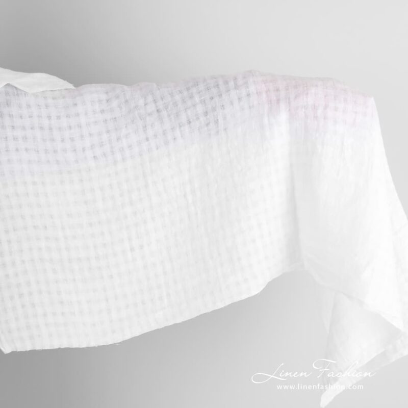 White linen fabric in checks