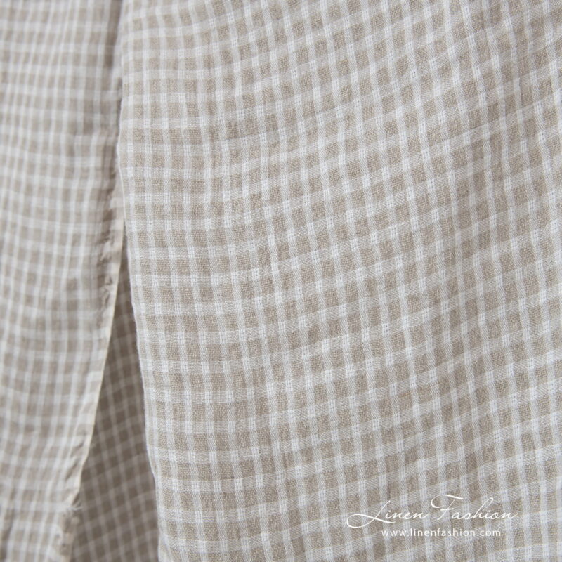 beige checks transparent linen, gauze.