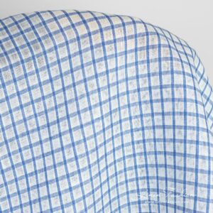 Linen fabric in white and blue checks