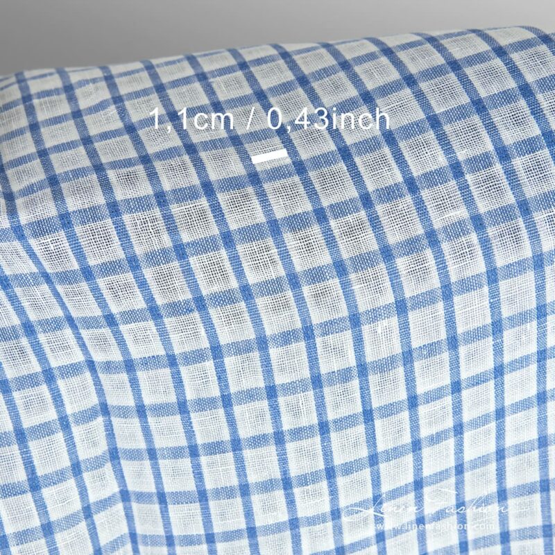 Linen fabric with checks, 150cm width