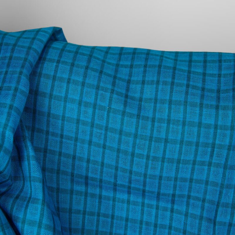 Linen fabric electric blue and turquoise transparent checks, 150cm