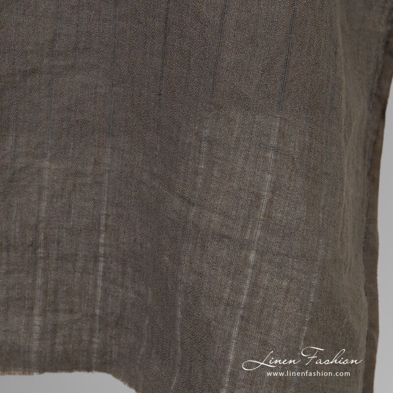 Striped greyish brown linen fabric, origin Lithuania
