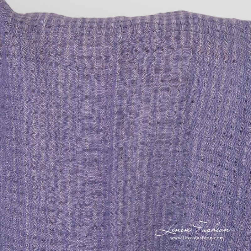 Violet openweave linen fabric in checks