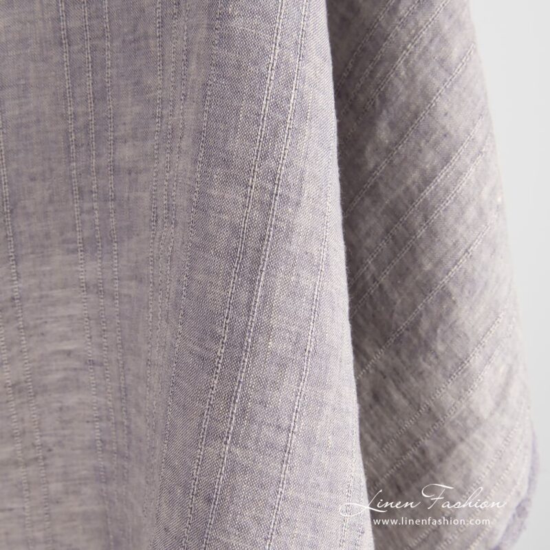 Linen fabric with vertical stripes and melange colors