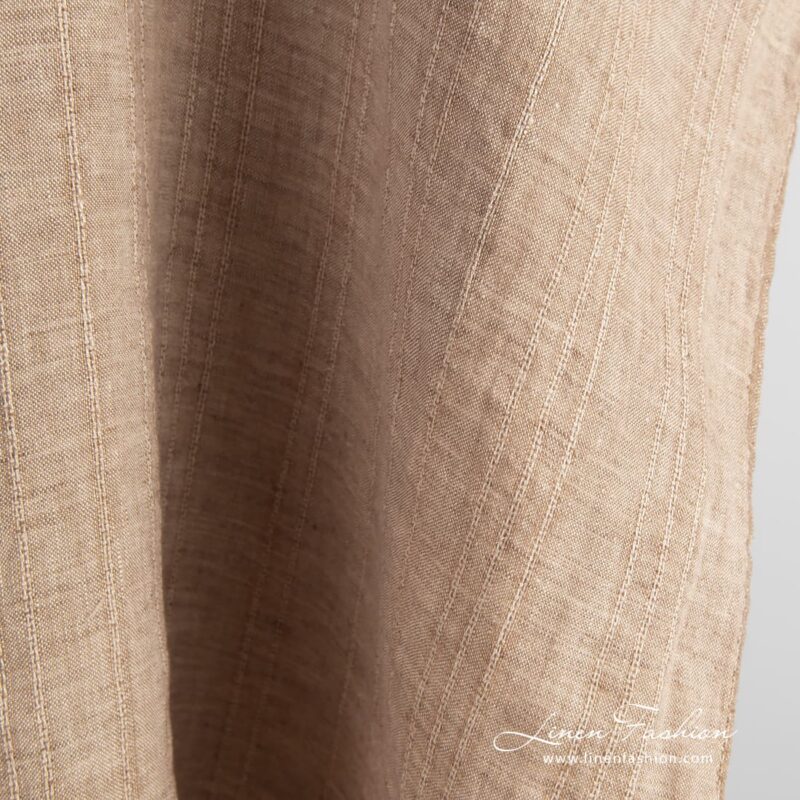 Brown 100% linen fabric, specially washed