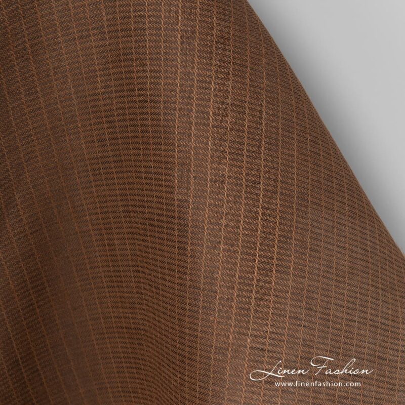 100% linen fabric in brown colour.