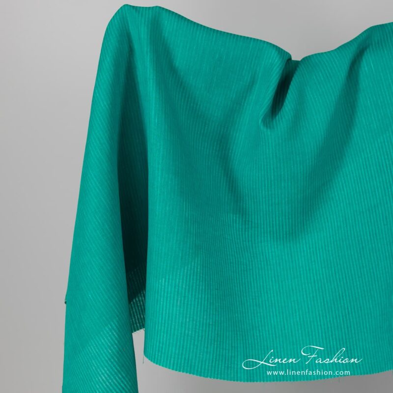 Linen fabric green striped.