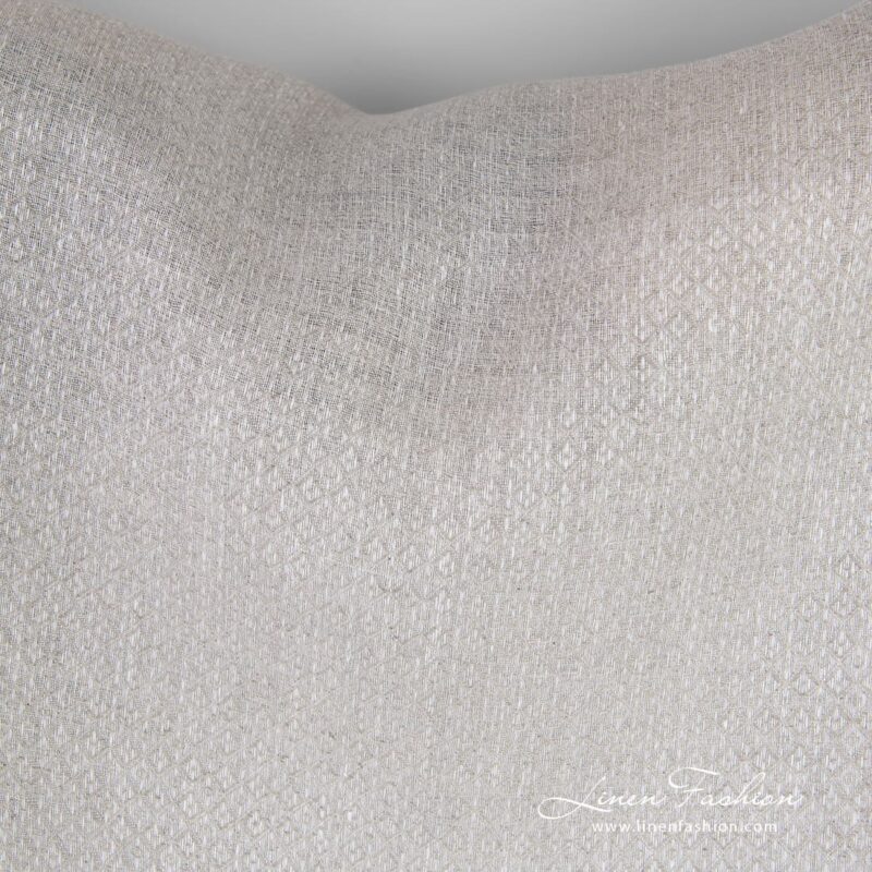 Light grey linen fabric in diamond pattern