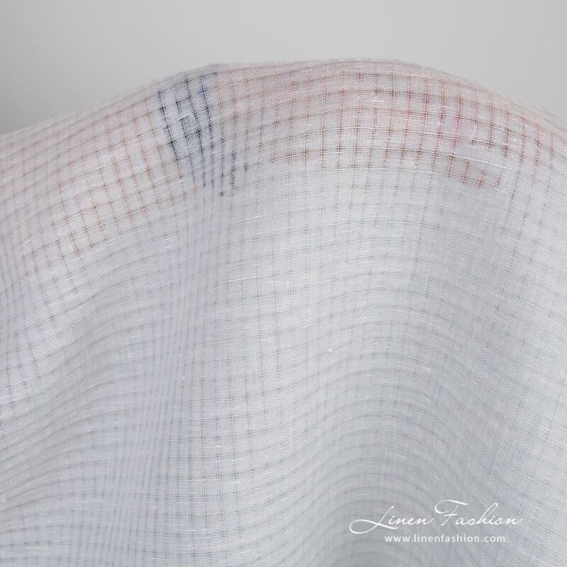 Linen fabric in bluish grey and white melange