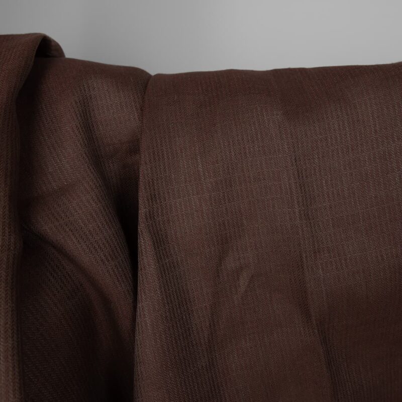 Linen fabric brown dobby twill striped pattern, 150cm
