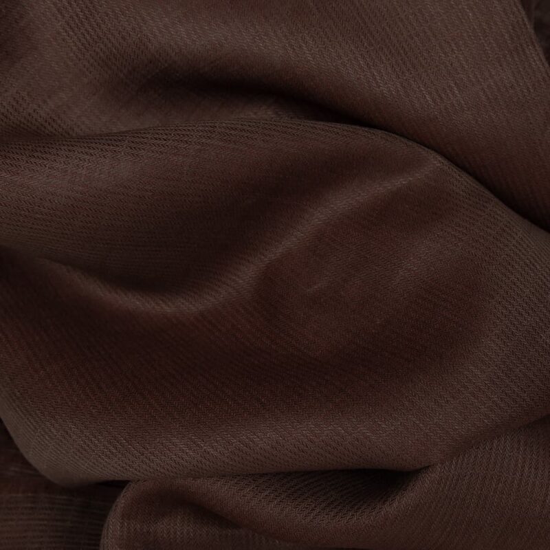 Linen fabric brown dobby twill striped pattern, mid weight