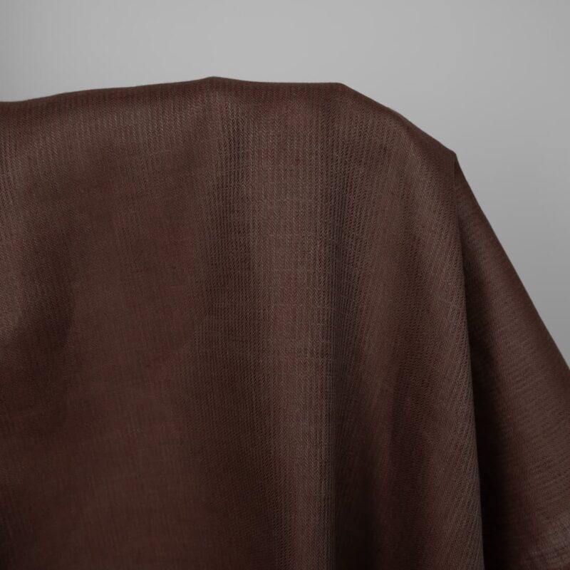 Linen fabric brown dobby twill striped pattern, 100% linen