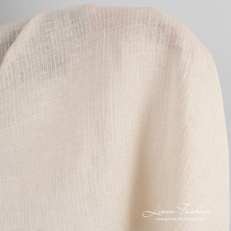 Beige linen cotton fabric, transparent