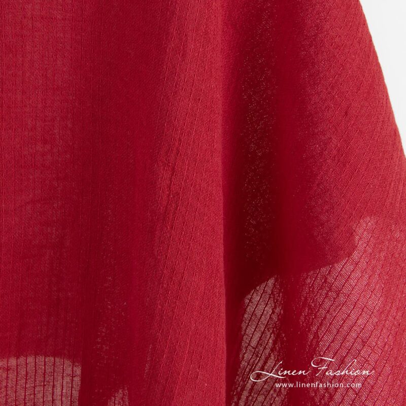 Red linen cotton fabric, transparent