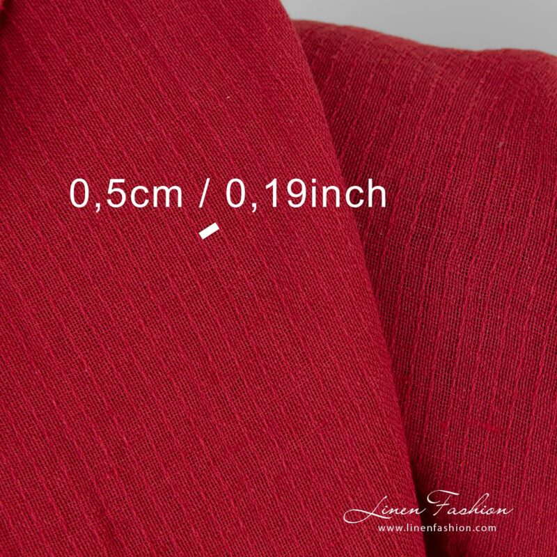 Red linen cotton fabric, washed