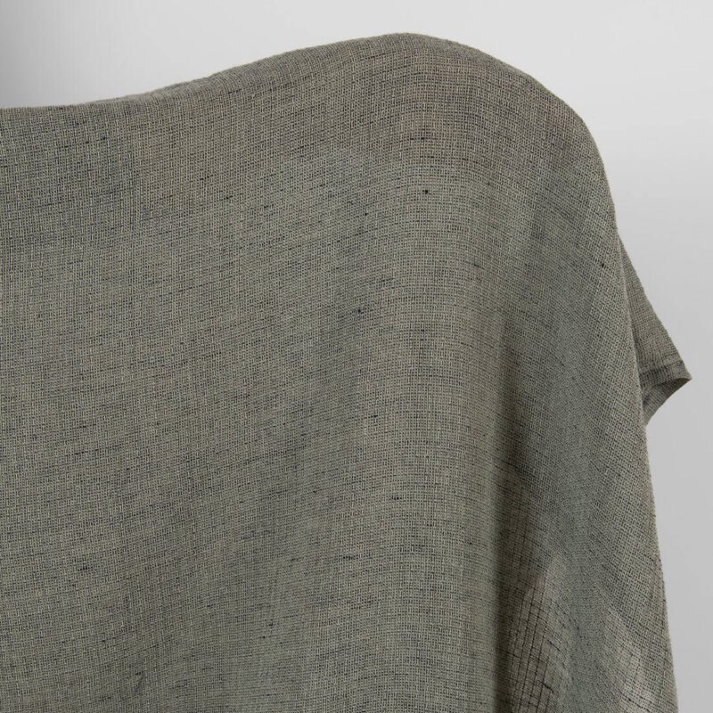 Grey linen cotton fabric in small delicate design, specially washed