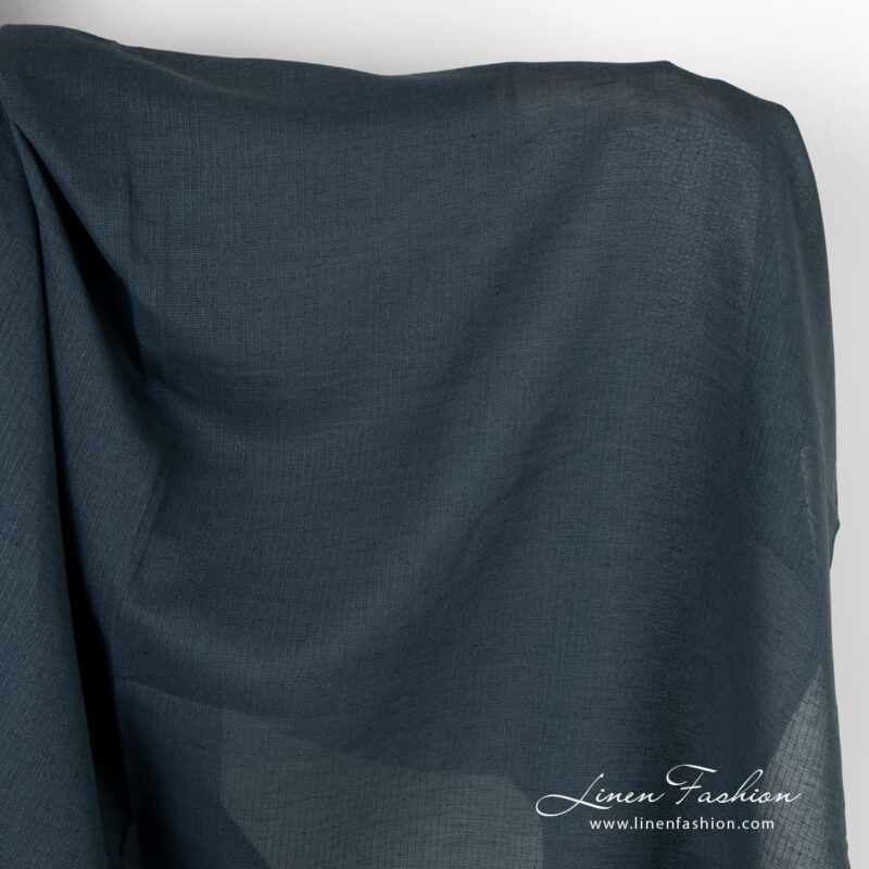 Dark blue linen cotton fabric