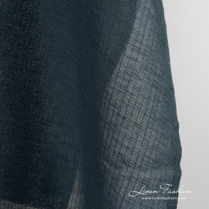 Dark blue linen cotton fabric, gauze