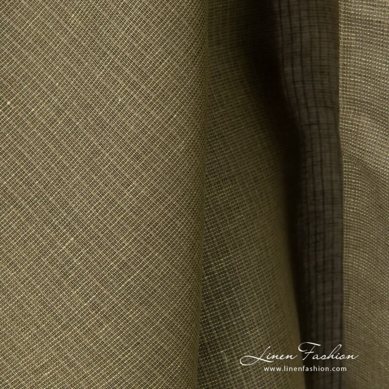 Green linen cotton fabric, transparent
