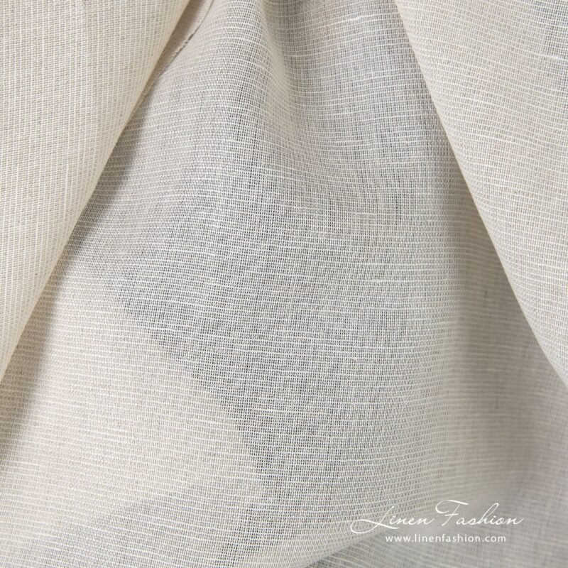 Transparent greyish white cotton linen fabric in melange