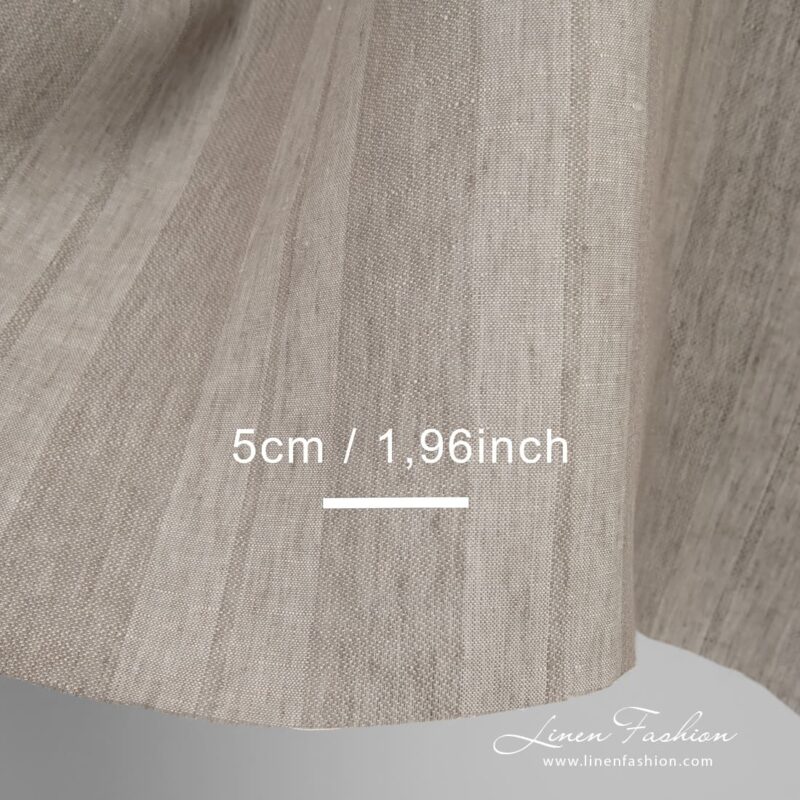 Sand color linen fabric in stripes