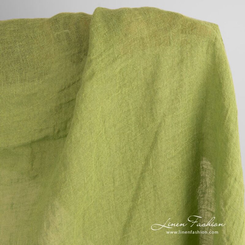 Transparent linen fabric in green