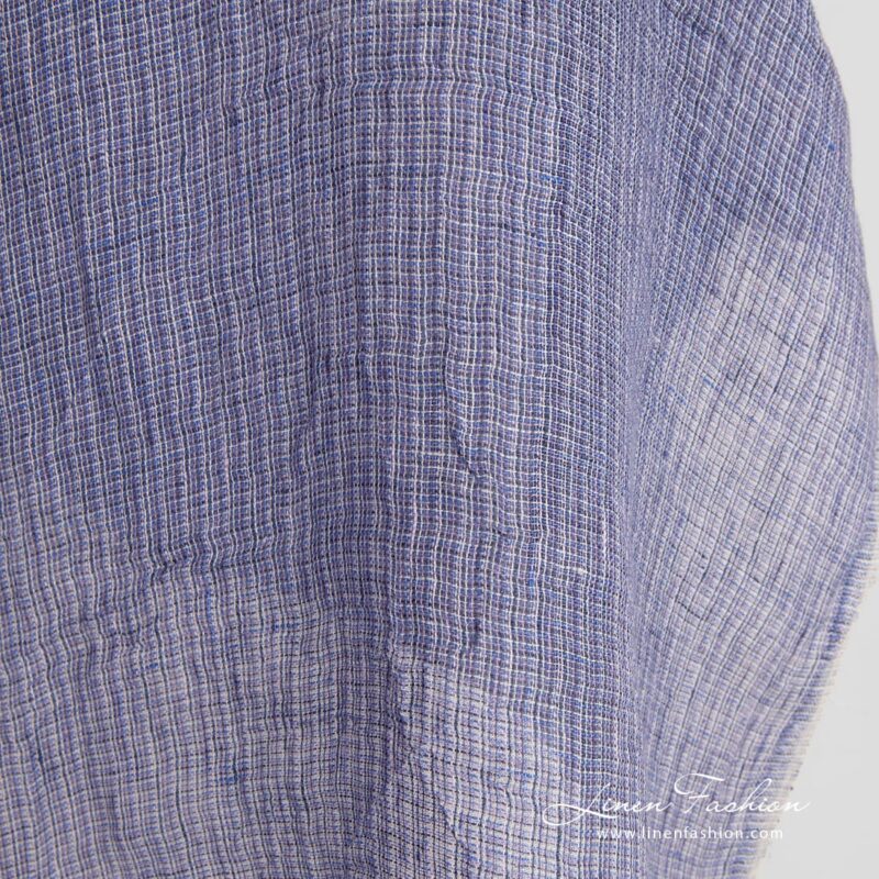 Violet linen fabric in gauze, washed