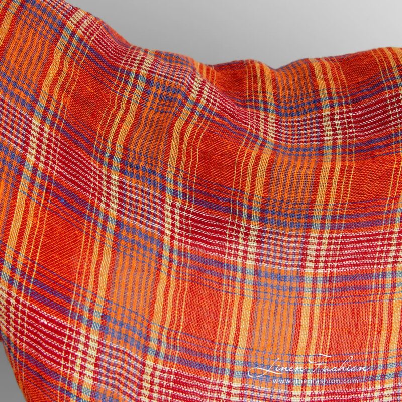 100% Linen fabric in checks