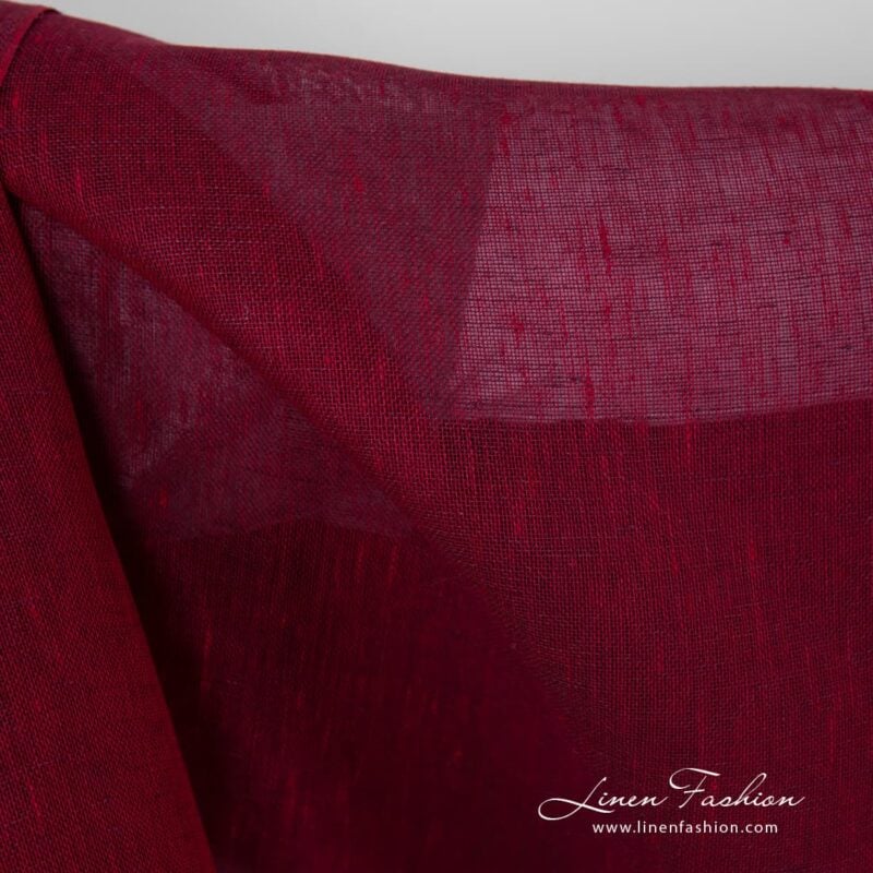100% linen fabric in dark red colour.