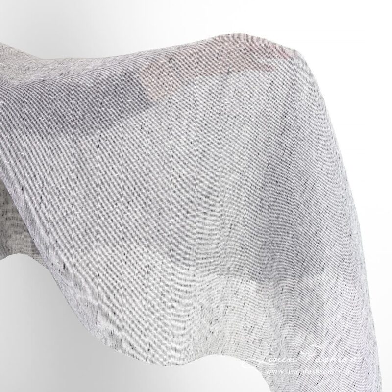Transparent linen fabric in black and white melange