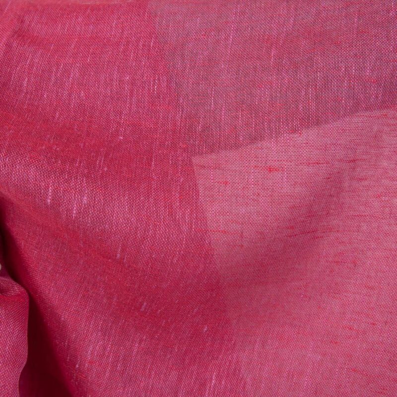 Lightweight linen fabric fuchsia colour transparent close up detail
