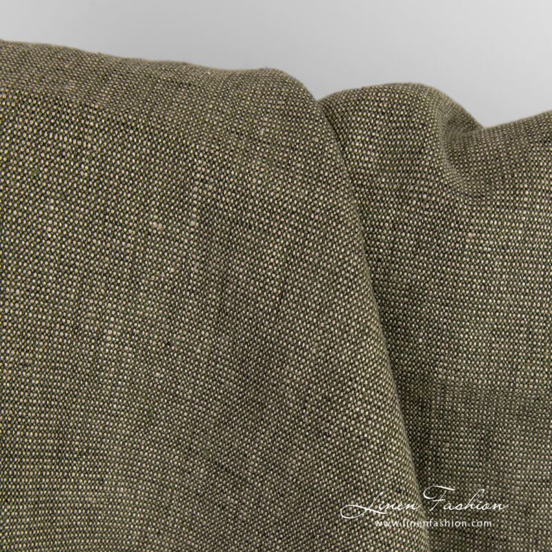 Moss green 100% linen fabric