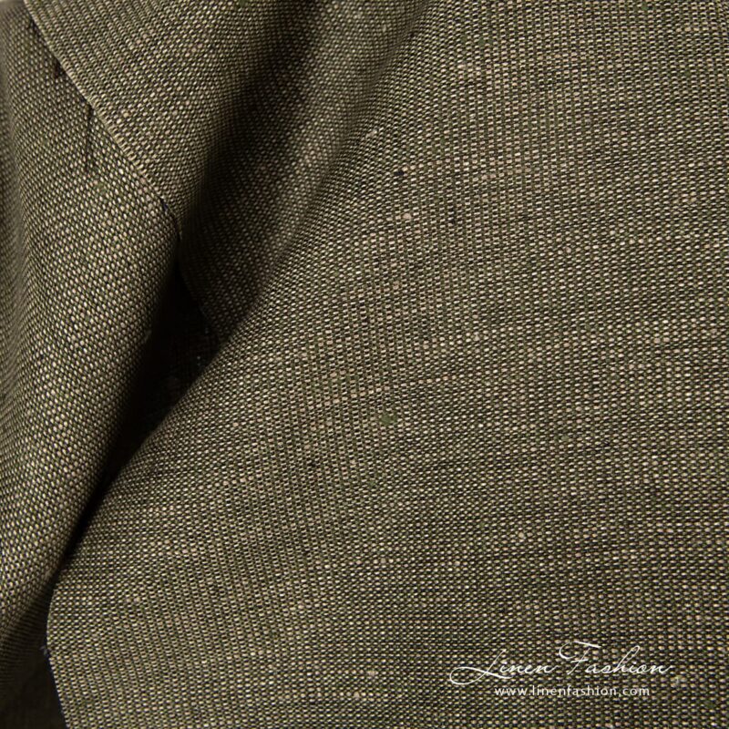 Green melange linen fabric.