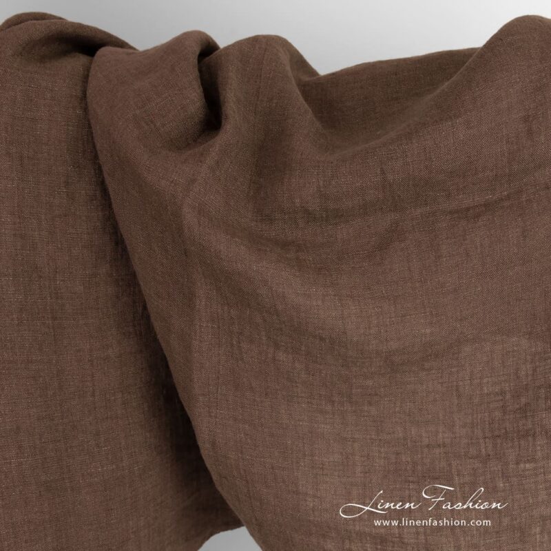 Linen fabric in green and violet melange