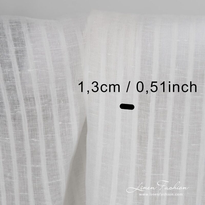Off white 100% linen fabric with stripes.