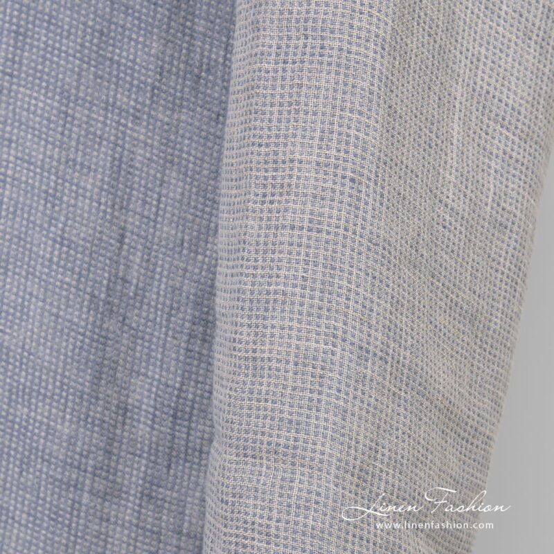 Bluish linen fabric, double-sided