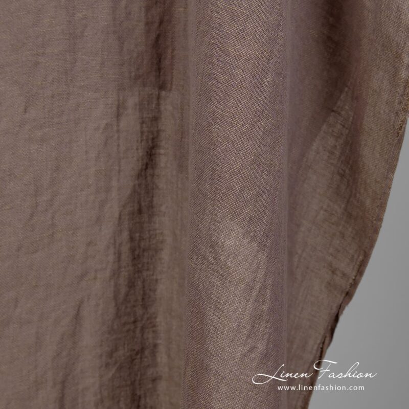Linen cotton fabric in grey violet melange, washed