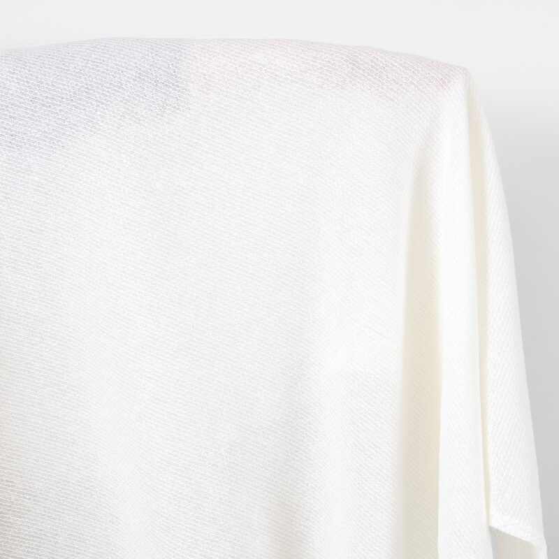 Linen cotton fabric white textured honeycomb