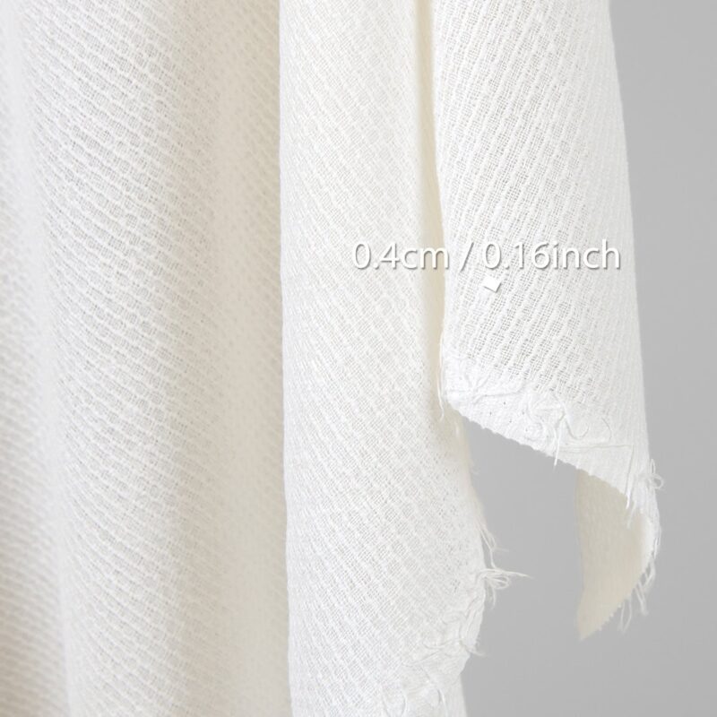 Linen cotton fabric white textured honeycomb, with measurements