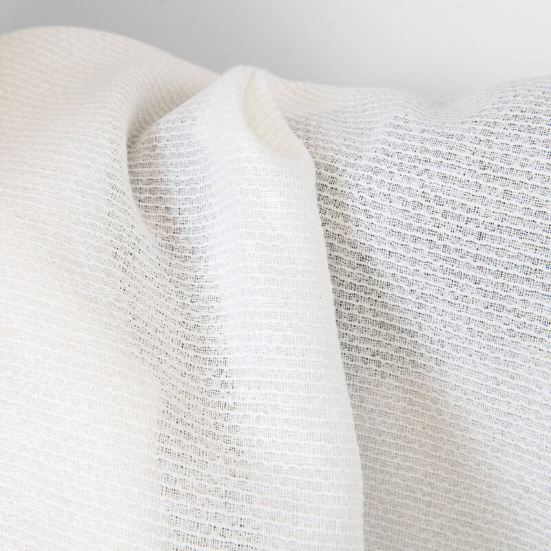 Linen cotton fabric white textured honeycomb, soft fabric