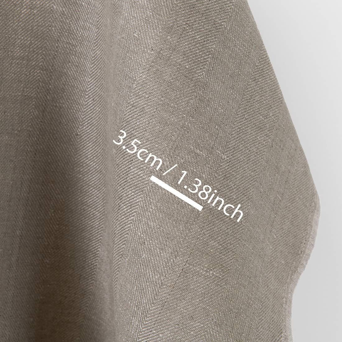 Leinen-Baumwoll-Gewebe dunkelbeige und ungefärbt Fischgrät 3 Linen cotton fabric dark beige and undyed herringbone, with measurements