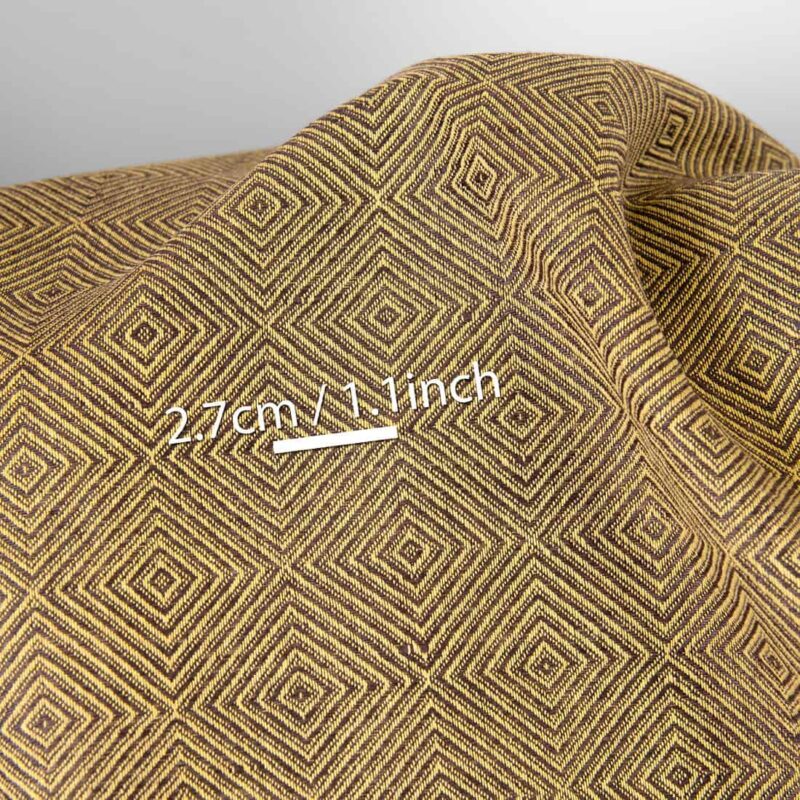 Linen cotton fabric brown and yellow diamonds, with measurements
