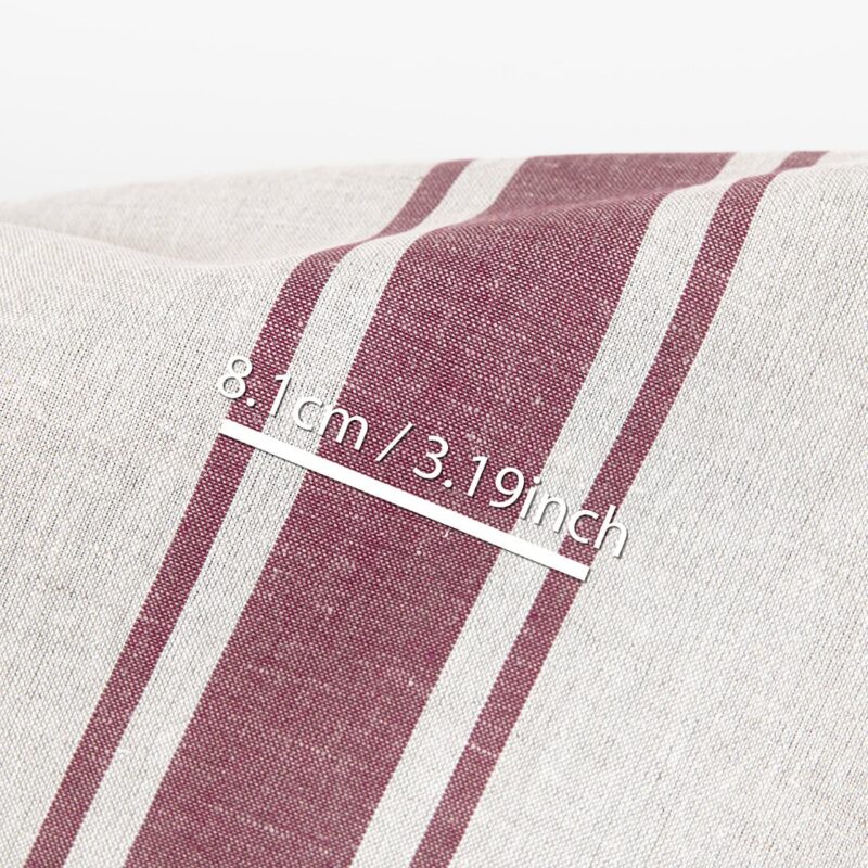 Linen cotton fabric beige with brown stripes, with measurements