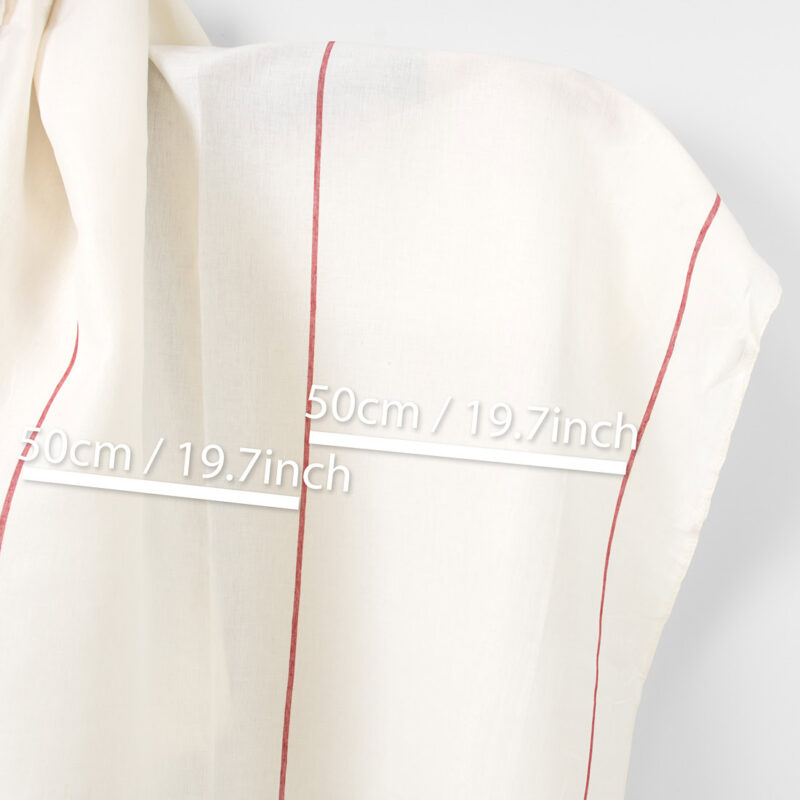 Leinenstoff einfarbig Off-White mit roten Streifen – Bild 2