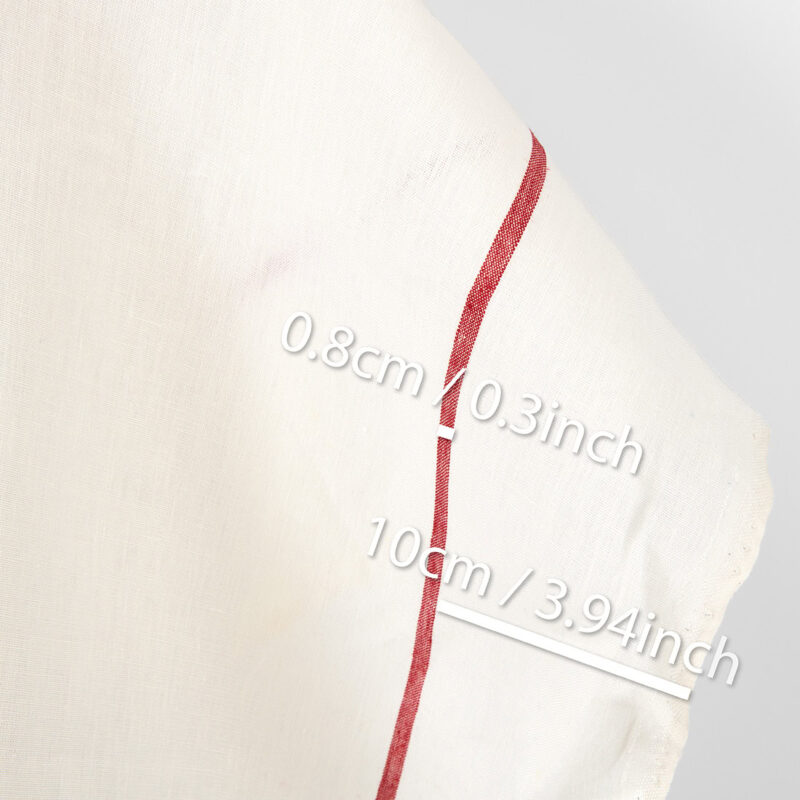 Leinenstoff einfarbig Off-White mit roten Streifen – Bild 3
