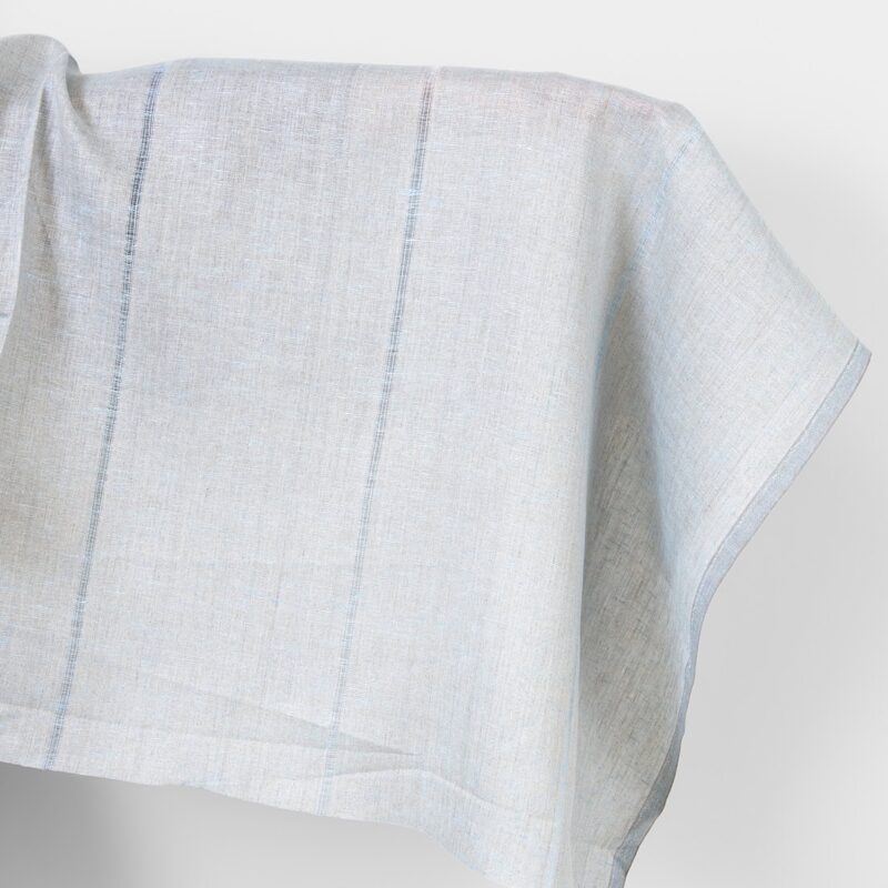 Leinenstoff blau und naturfarben mit Streifen
