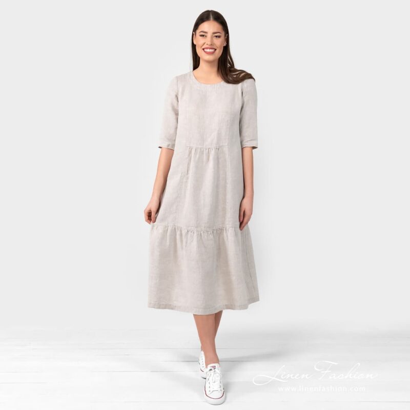 SERENA natural color linen dress