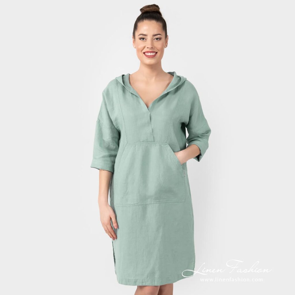 EMY mint green linen dress