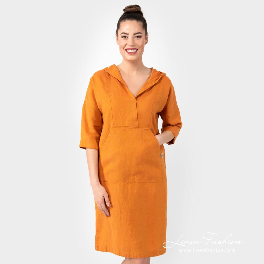 EMY orange linen dress